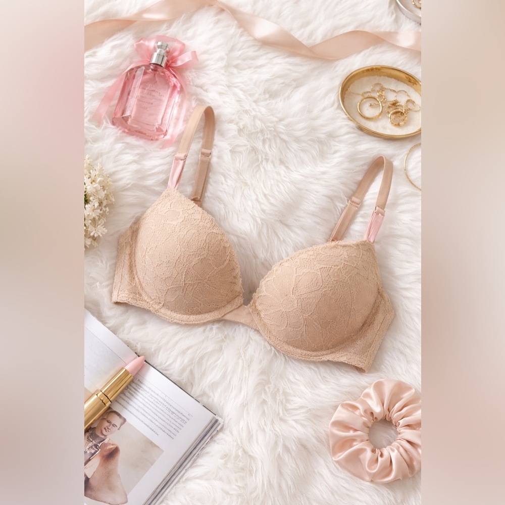 Victoria's Secret Beige Lace Push-Up Bra Size 34D